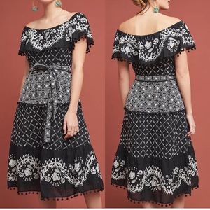 Anthropologie Embroidered Midi Dress